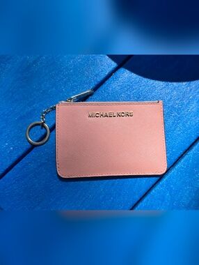 Michael Kors Pink Saffiano Card Holder Keyring
